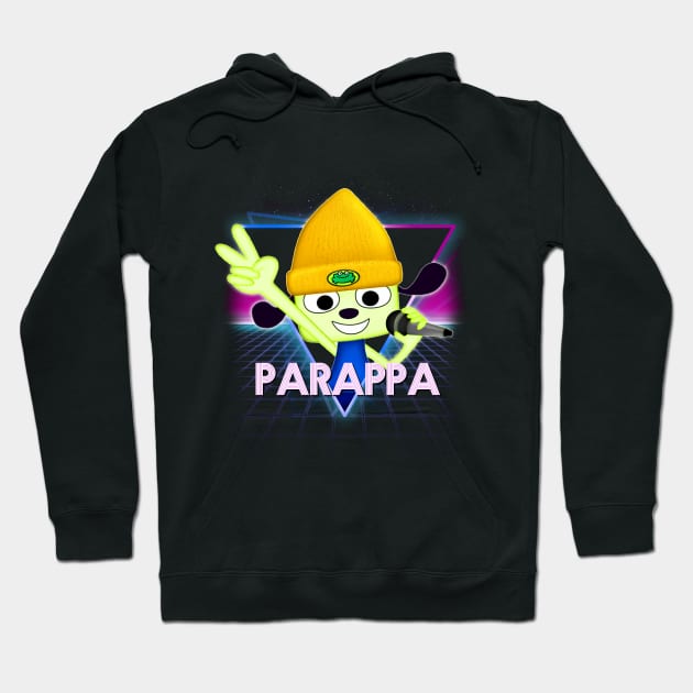 PaRappa The Rapper Retro 80s Neon Landscape Hoodie by Bevatron